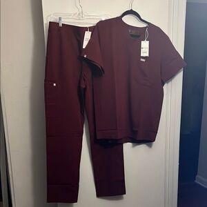 Figs Red Boxy Short Sleeve T-Shirt